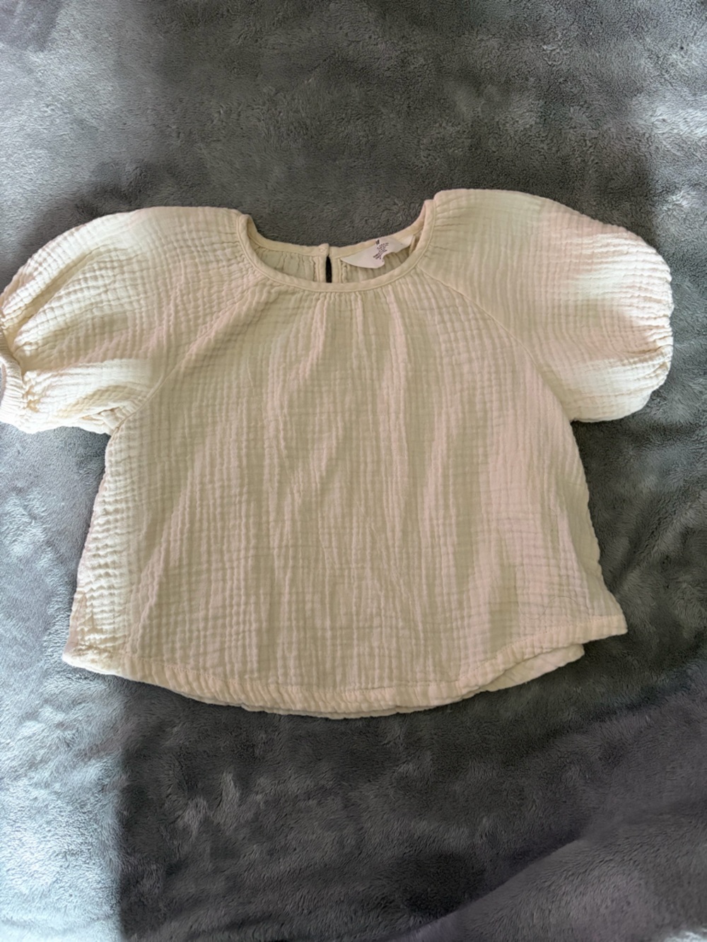 H&M Cream Puff-Sleeve Textured Top - Cream